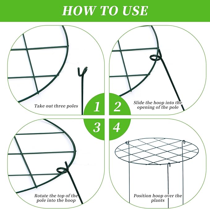 3 Pack Peony Cages and Supports 16 x 24 Inch Grow Through Plant Support Peony Support Ring for Outdoor Plants
