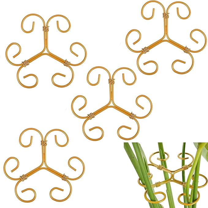 4PCS Iron Monstera Plant Support - 4.1IN Plant Support Stakes for Indoor Plants, Stable Plant Stakes and Supports, Ideal Plant stem Support for Turtle Shell Bamboo & Houseplants
