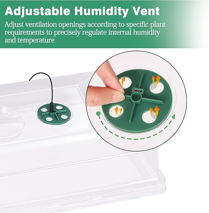 5 Pack Humidity Dome for 1020 Tray with Grow Light, 21.25"×11.02" Propagation Seed Cloning Lid Adjustable Vented for 10 X 20 Inch Plant Seed Starter Pots