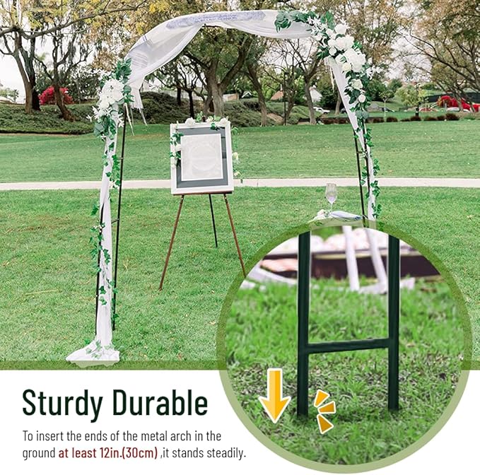 2PCS Wedding Garden Arch Stand,7.9Ft Metal Outdoor Indoor Garden Arbors Stand for Climbing Plant Wedding Christmas Party Decoration (Green-2PCS)