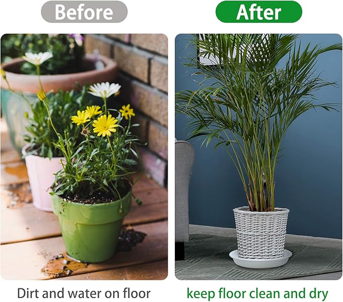 TITE 3 Pack Plant Saucer Heavy Duty Sturdy Drip Trays for Indoor and Outdoor (12 Inch, White)