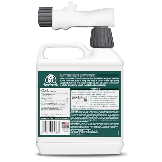 Turf Titan Lawn Commander – All-in-One Lawn Booster and Fertilizer (32 oz) – Peak Growth & Green Grass for All Seasons – Tri-Action Nitrogen Tech - Hose End Lawn Sprayer – Covers up to 8,000 Sq Ft
