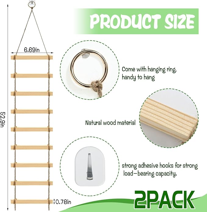 2Pcs Climbing Plants Trellis - 4.3 ft Wood Ladder Design Plant Support for Indoor & Outdoor House Vine Plant, Wooden Garden Plant Wall Trellis for Monstera, Pothos, Ivy, and More
