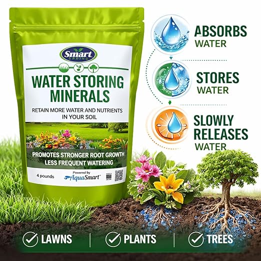 AquaSmart Water Storing Soil Additive – Just Add to Soil and Cut Watering By Half - Fewer Plant Waterings for Indoor Pots and Outdoor Gardens - Non-Toxic Superabosrbent Coated Sand