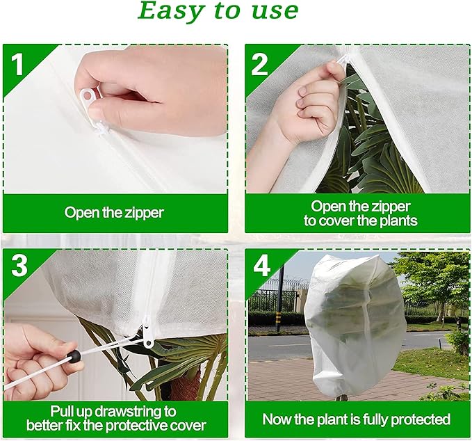 Plant Covers Freeze Protection-78"W x 95"H Extra Large Frost Blankets for Outdoor Plants, 2.4oz/yd² Heavy-Duty Christmas Tree Covers with Zipper & Drawstring – Reusable Winter Plant Freeze Cloth