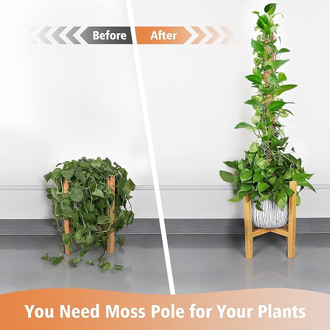 JJGoo Moss Pole for Plants Monstera,【6 Pack】 17 inch Plant Support Pole, Extendable Coir Totem Pole for Potted Plants Pothos, Train Indoor Climbing Plants to Grow Upwards