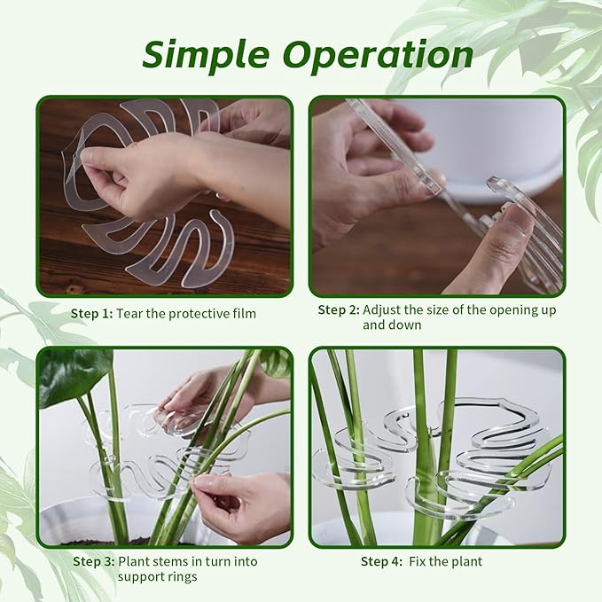 Plant Stem Support,Plastic Monstera Plant Support, Climbing Houseplant Stem Supports, Stem Hook Growth Accessories for Plant (Large-7.8in)