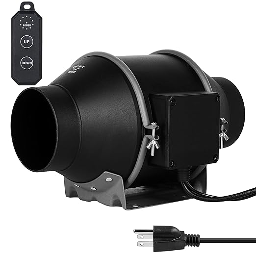 iPower 4 Inch 214 CFM Inline Duct Fan with 10-Speed Controller & Quiet EC Motor, Ventilation Exhaust Fan for Heating Cooling Booster, Hydroponics, Growing Tents, Black