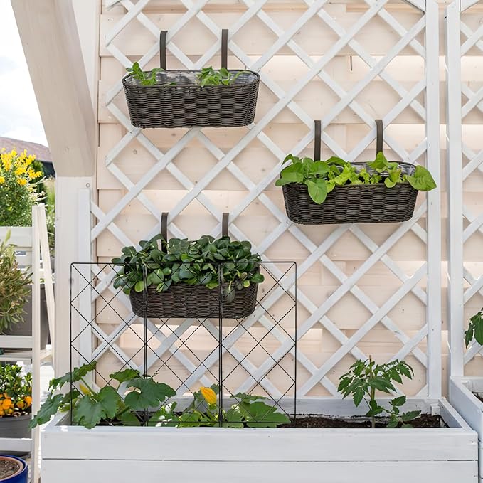 DOITOOL Metal Garden Trellis for Climbing Plants, Decorative Plant Trellis Foldable Plants Support Lattice Metal Plant Frame for Climbing Vines Flower Vegetables - 23.6×20.8 inches
