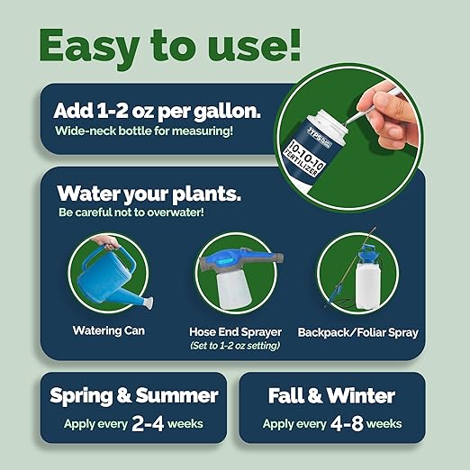 Liquid 10-10-10 Fertilizer for Lawn and Garden – Plant Food for Balanced Nutrition, Greener Growth & Stronger Root Development, 8 oz