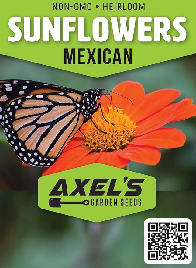 Mexican Sunflower Seeds for Planting – Plant & Grow Heirloom Mexican Sunflowers in Home Outdoor Garden – Planting Instructions for Vibrant Blooms – Great Gardening Gift, 5 Packets