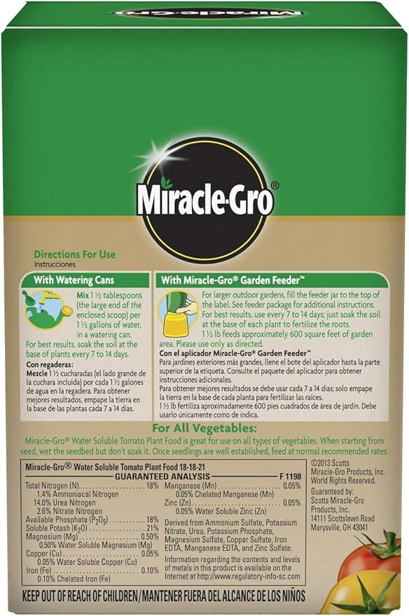 Miracle-GRO 2000422 Plant Food, 1.5-Pound (Tomato Fertilizer), 1.5 lb (Pack of 2)