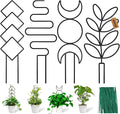 Plant Trellis for Climbing Plants Indoor, Small 14.6in Metal Trellis for Potted Plants, Mini Houseplant Hoya Pothos Trellis with Ties, Set of 4p Different Shap, Black