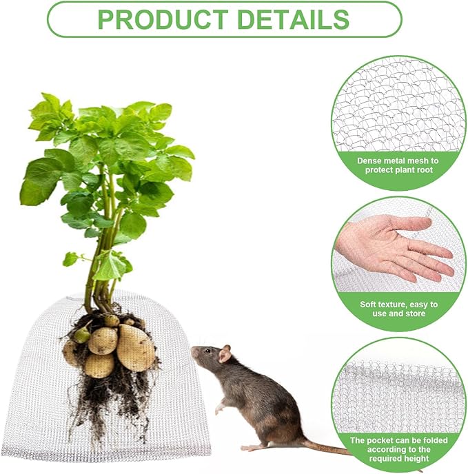 Foyego 6 Pack 10Gallon/5Gallon/3Gallon Root Guard Baskets for Plants, Underground Stainless Steel Wire Mesh Cages Gopher and Vole Wire Basket for Plants Root Protection