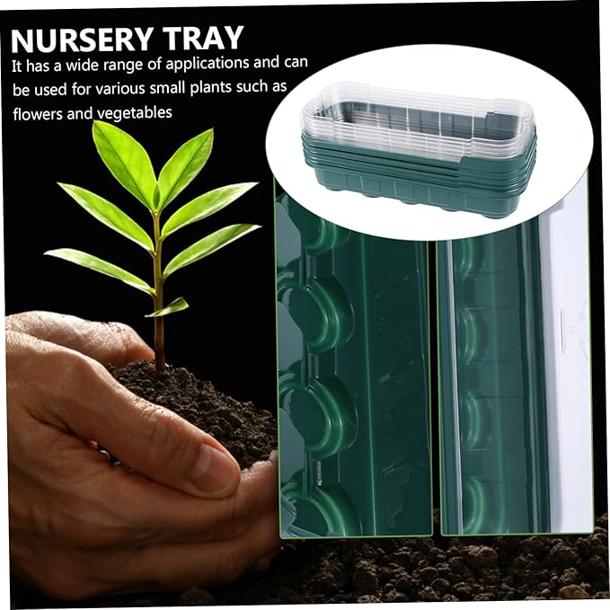 Yardwe 5pcs Germination Tray with Transparent Cover for Seedlings Airtight Warm Plant Propagation Trays for Home Gardening and Microgreens Growing