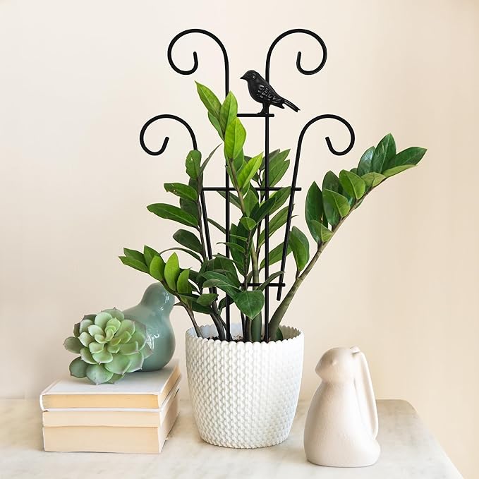 14.17in Indoor Plant Trellis for Potted Plants with Bird, Small Metal Indoor Trellis for Climbing Plants Indoor for Houseplant, Pothos Plant Climber Support for Hoya Vine, 2p