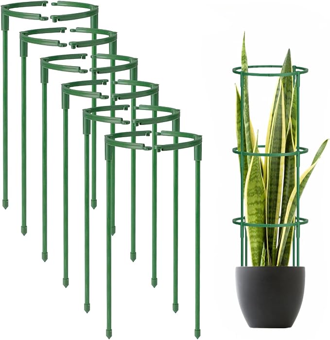 12Pcs Plant Support Plant Stake Half Round Plant Support Ring Garden Flower Support Plant Support Stakes for Tomato, Hydrangea, Indoor Plants (12PACK 14.5CMX25CM)
