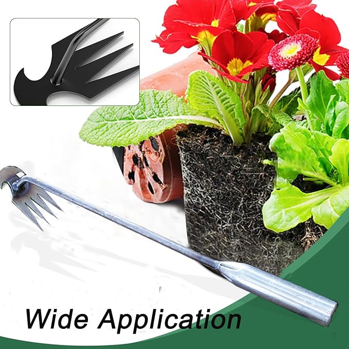 Weed Puller Gardening Hand Weeder Tools,Portable Artifact Uprooting Weeding 6 Teethes Manganese Steel Weed Removal Dual Purpose Manual Hand Pulling Tool for Lawn Garden (Silver)