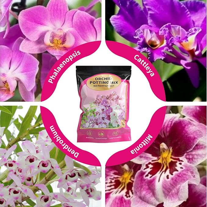 Orchid Potting Mix with Orchid Bark 2QT - New Upgraded Formula for Superior Drainage & Breathability | Premium Soil for Healthy Roots