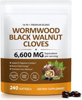 18-in-1 Wormwood Black Walnut Clove Herbal Softgels, 6600mg Serving, Rapid Gut Cleanse & Digestive Health with Black Walnut Hull, Wormwood, Clove, Garlic, Oregano, Pumpkin Seed, Easy-to-Swallow