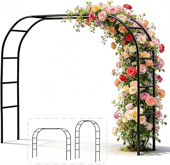 Metal Pergola Arbor 7'6"Wide x 6'5'High/4'6"Wide x 7'10"High,Assemble Freely 2 Sizes,Wide Wedding Garden Arbor Bridal Party Decoration Arbor
