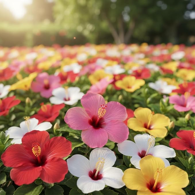 100 Hibiscus Seeds for Planting Perennial Flower Seeds for Outdoor Garden Tropical Hibiscus Flowers to Attract Pollinators Colorful Blooming Flower Seeds