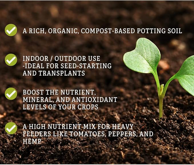 Fort Vee Organic Potting Mix | High-Nutrient Compost-Based Soil for Indoor & Outdoor Container Seed Starting, Plants & Vegetable Gardening | 20 Quarts