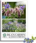 Borage Flower & Herb Seeds (Borago officinalis) – 125+ Non-GMO Heirloom Seeds by Isla’s Garden Seeds, Edible Blue Blossoms for Garnish & Herbal Tea, Pollinator-Friendly Annual, Easy to Grow, Gift Idea
