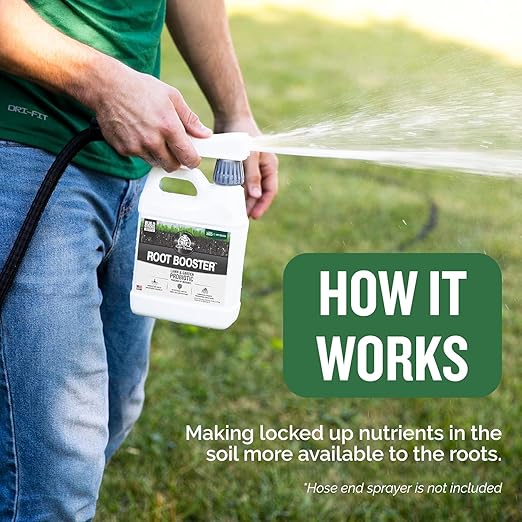 Turf Titan Root Booster Liquid Probiotic for Lawn and Garden (32 oz) with Hose End Sprayer – Improves Nutrient Uptake in Compacted & Clay Soil – Supports Stronger Roots – Covers 6,000 Sq Ft