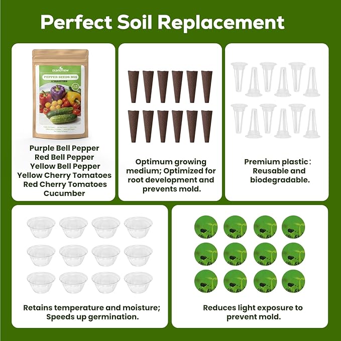 Hydroponic Seed Pod Kit – 12 Pods Seed Starter Kit for Indoor Garden, Compatible with Most Hydroponic Systems, Easy to Grow, High Germination