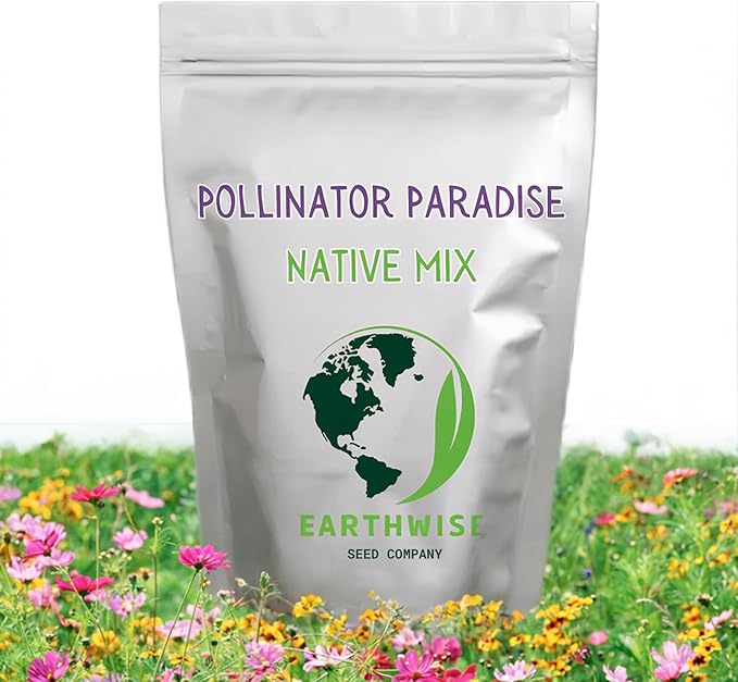 Earthwise Pollinator Paradise Native Wildflower Mix – 1lb – Bee & Butterfly Friendly, Easy-Grow – Covers 2400 sq. ft.