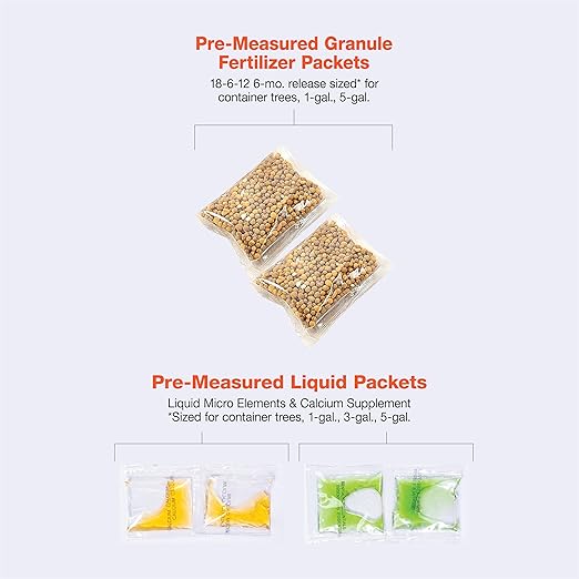 Citrus Tree Fertilizer Kit - Complete 3-in-1 Plant Food with NPK Granules, Liquid Micronutrients & Calcium for Container Lemon Orange Lime Trees, 3-Month Supply for Indoor Outdoor Citrus Plants