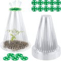 UQM 20 Pack Garden Cloches for Plants, Reusable Bell Plant Protector with Rotary Vent Cover, Garden Protection from Animals Snails Birds Chickens Insect, 9.18" H X7.56 D (Clear)