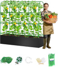 Cucumber Trellis with Grow Bags for Garden, U Frame Garden Trellis for Climbing Plants, Metal Plant Trellis with Garden Netting for Vegetables Flowers Fruits(5 Arches)