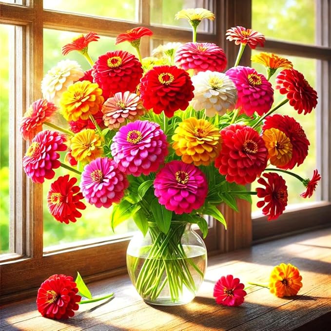 Seeds Terry Zinnia Seed Mix Common Zinnia 100+ Seeds for Planting Garden Flowers Non-GMO Annual