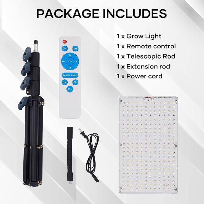 Plant Grow Light indoor,264 LEDs Full Spectrum Plant Light with Adjustable Tripod Stand with Remote Control and Auto On/Off Timer Function,Grow Lamp for Indoor Plants Greenhouse Veg Bloom Hydroponic