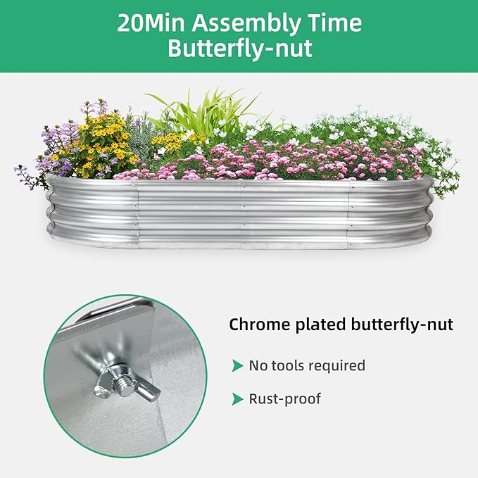 Gartist 2Pcs Raised Garden Bed, Galvanized Planter Raised Garden Beds for Outdoor, 4x2x1ft, Vegetables,Flowers &Herbs,Heavy Duty Metal Raised Garden Beds Outdoor,Rust-Resistant & Easy Assembly