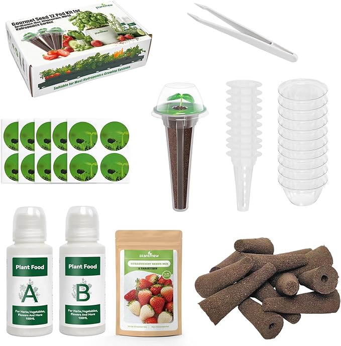 Hydroponic Seed Pod Kit – 12 Pods Seed Starter Kit for Indoor Garden, Compatible with Most Hydroponic Systems, Easy to Grow, High Germination