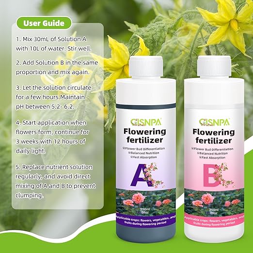 A&B Plant Fertilizer, 250ML Hydroponics Nutrients & Potting Soil Food - Easy-Mix Liquid Plant Food for Healthier, Lush Potted Houseplants, Herbs, and Hydroponics Growing System