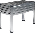 DIIYIV Galvanized Raised Garden Bed with Legs,48×18×30in Elevated Planter Box for Backyard,Outdoor Garden, Patio, Balcony, 300lb Capacity,Silver