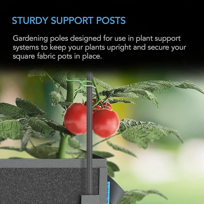 AC Infinity Garden Plant Stakes 36", Sturdy Metal Support Sticks with Protective Plastic Coating, 25-Pack for Tomatoes, Trees, and Vines in Gardening Hydroponics