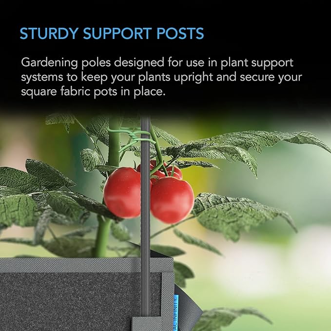 AC Infinity Garden Plant Stakes 48", Sturdy Metal Support Sticks with Protective Plastic Coating, 25-Pack for Tomatoes, Trees, and Vines in Gardening Hydroponics