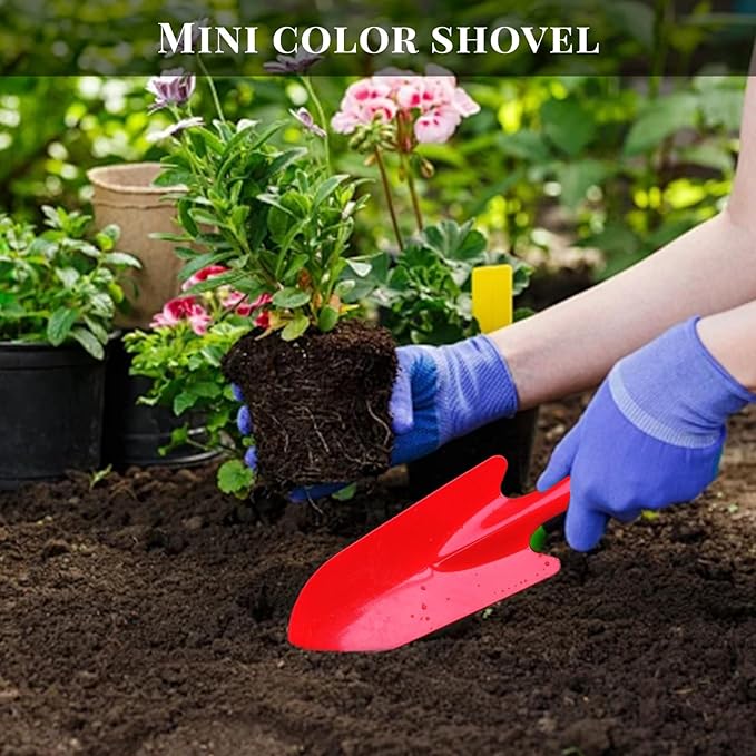 Garden Trowel for Digging and Planting, Mini Colorful Metal Hand Shovel, Small Trowel Set Garden Tools for Flower Soil Planting Digging Transplanting Ideal Gardening Gift for Kids