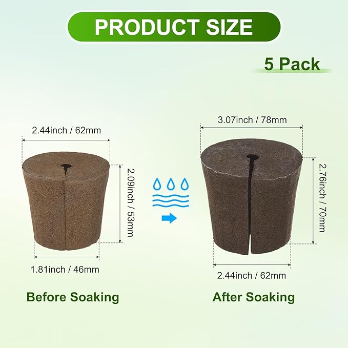 5-Pack Grow Sponges, 3.1x2.4x2.8 Inch Replacement Root Growth Sponges Seed Pods for Plant Rooting/Seed Germination/Hydroponic Gardens System Supplies, Starter Plug for Seeds