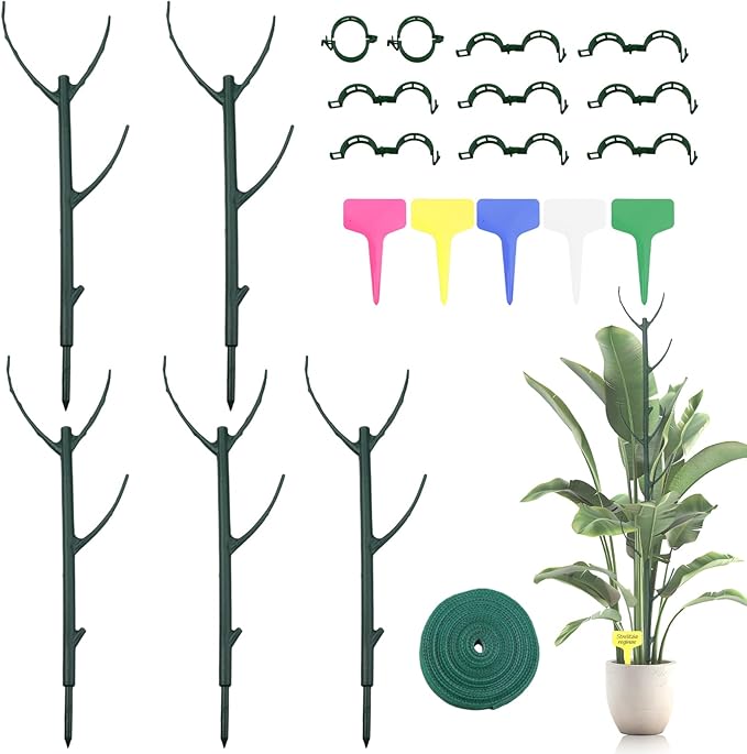 21PCS Stackable Monstera Plant Support Stakes for Indoor & Outdoor Plants, Includes Clips, Tags, Suitable for Supporting Monstera and Climbing Plants,for Vine Climbing and Stem Stabilization