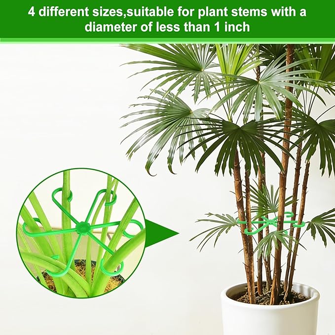 16pcs Plant Stem Support, Plant Support for Indoor Plants, 4 Sizes Climbing Houseplant Stem Supports, Plant Support Rings, Leaf Holders, Indoor Plant Stakes Stabilizer Accessories