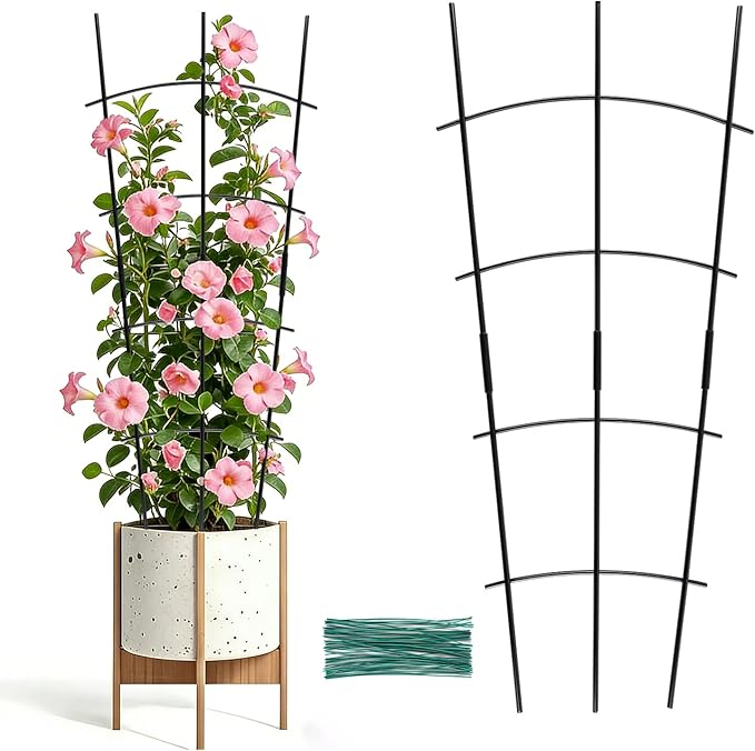 Garden Metal Trellis 24'' Thickened Plant Trellis for Climbing Plants Outdoor/Indoor，2 Pack Monstera Trellis for Potted Plants Flower Hoya Pothos Vine Ivy，Wave Shape