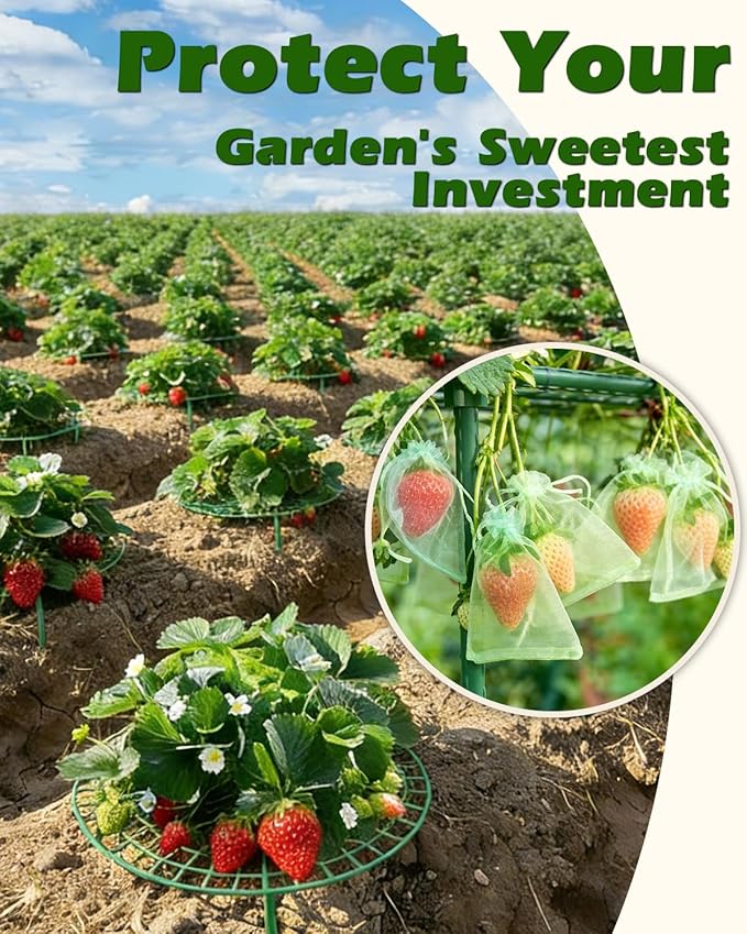 60Pack Strawberry Plant Support, Strawberry Holder for Garden to Keep Fruit Clean and Off The Ground - Large Metal Strawberry Growing Racks Frame for Easy Harvest