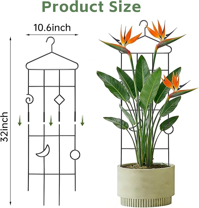 4 Pack 32'' Bell-Shaped Plant Trellis for Climbing Plants Outdoor & Indoor,Garden Metal Trellis for Potted Plants Climbing Plants, Monstera Houseplant Trellis for Hoya Pothos Vine Ivy