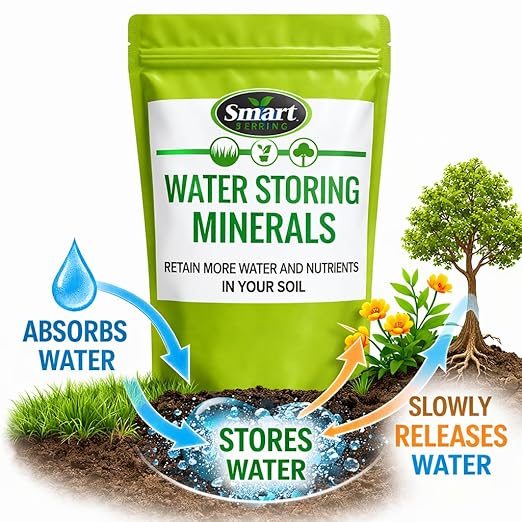 Water Storing Minerals - 4-Pound Water Absorbing Granules – Reduce Plant Waterings by 50% for Indoor Pots and Outdoor Gardens – Natural Non-Toxic Magic Sand Soil Additive for Planters & Lawns